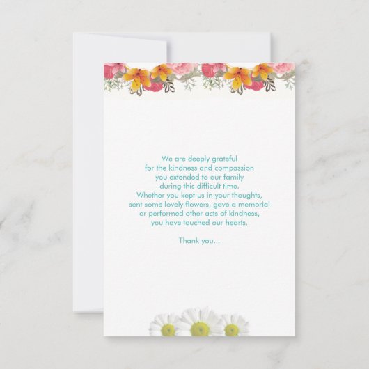 Floral Funeral Hartelijk dank Bedankkaart (Achterkant)