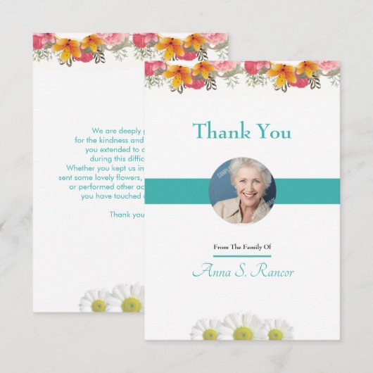 Floral Funeral Hartelijk dank Bedankkaart (Voorkant / Achterkant)