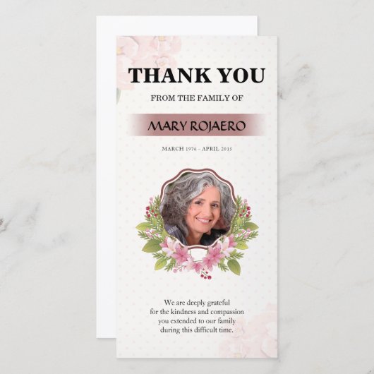 Floral Funeral Hartelijk dank Bedankkaart (Voorkant / Achterkant)