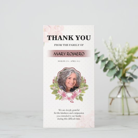 Floral Funeral Hartelijk dank Bedankkaart (Staand voorkant)