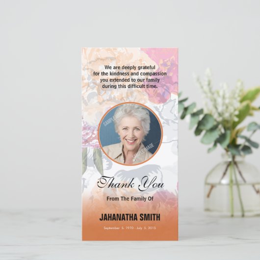 Floral Funeral Hartelijk dank Bedankkaart (Staand voorkant)