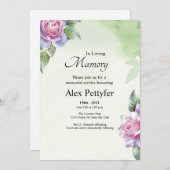 Floral Funeral Invitation & Announcement Card Aankondiging (Voorkant / Achterkant)