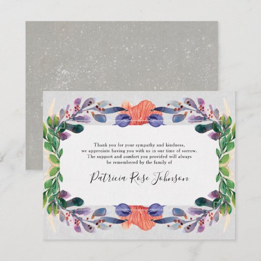  Floral Funeral Memorial Bedankkaart (Voorkant / Achterkant)