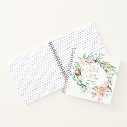 Floral Funeral Memorial Budget Guest Book Notitieboek (Binnen)