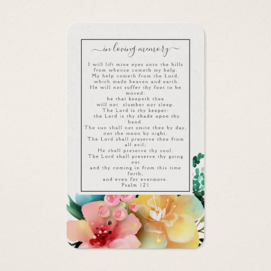 Floral Funeral Memorial Foto Prayer Kaart (Achterkant)