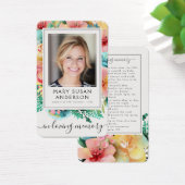 Floral Funeral Memorial Foto Prayer Kaart (Bureau)