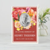 Floral Funeral Memorial, Orde van Dienstenprogramm Kaart (Staand voorkant)