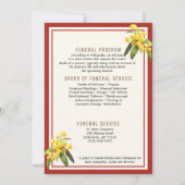 Floral Funeral Memorial, Orde van Dienstenprogramm Kaart (Achterkant)