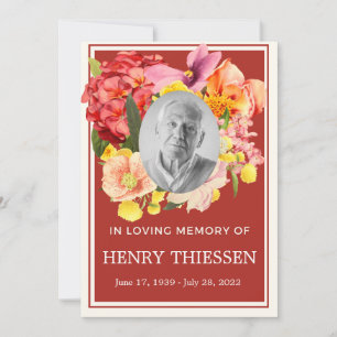 Floral Funeral Memorial, Orde van Dienstenprogramm Kaart