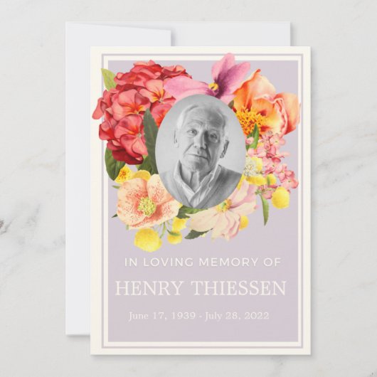 Floral Funeral Memorial, Orde van Dienstenprogramm Kaart (Voorkant)