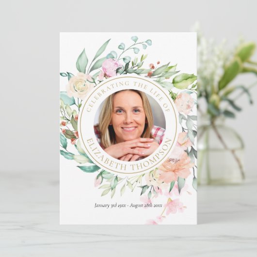 Floral Funeral Memorial Order of Service Programmakaart (Staand voorkant)