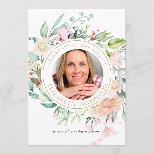 Floral Funeral Memorial Order of Service Programmakaart (Voorkant)