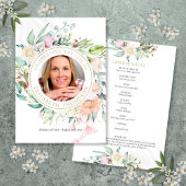Floral Funeral Memorial Order of Service Programmakaart