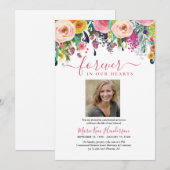Floral Funeral Memorial Service Foto Kaart (Voorkant / Achterkant)