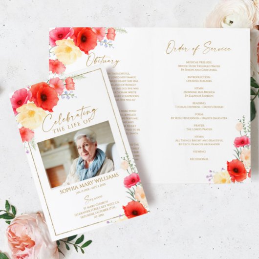 Floral Funeral Order of Service | herdenkingsprogr