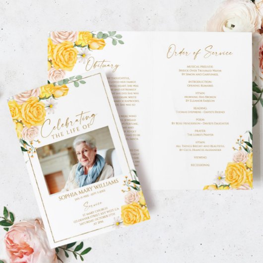 Floral Funeral Order of Service | herdenkingsprogr