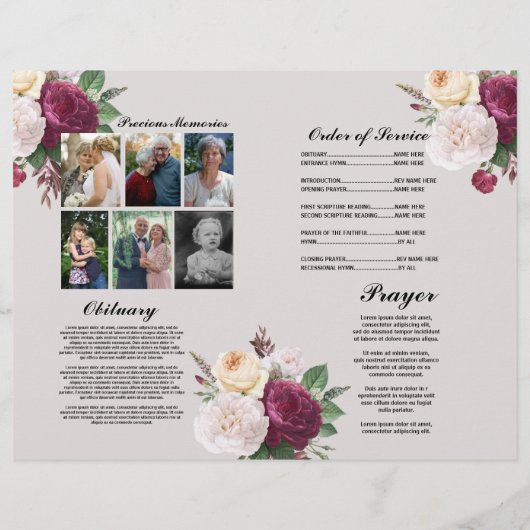 Floral Funeral Order of Service Viering Leven Flyer (Achterkant)