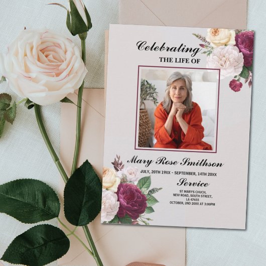 Floral Funeral Order of Service Viering Leven Flyer