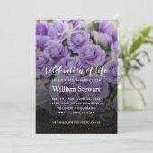 Floral Funeral | Paarse Rozen Levensgeviering Kaart (Staand voorkant)