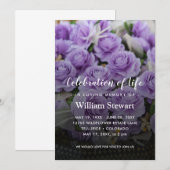 Floral Funeral | Paarse Rozen Levensgeviering Kaart (Voorkant / Achterkant)