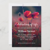 Floral Funeral | Poppies Celebration of Life Kaart (Voorkant)