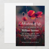 Floral Funeral | Poppies Celebration of Life Kaart (Voorkant / Achterkant)