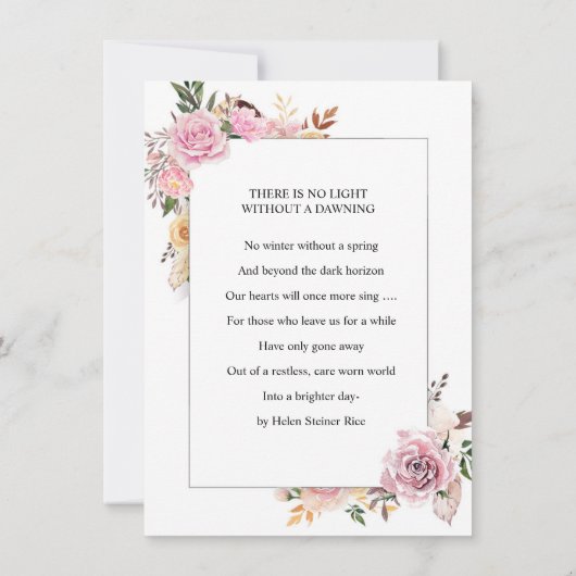 Floral Funeral Prayer Card Sjabloon (Achterkant)