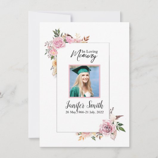 Floral Funeral Prayer Card Sjabloon (Voorkant)