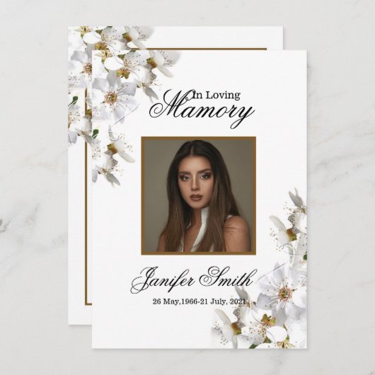 Floral Funeral Prayer Card Sjabloon (Voorkant / Achterkant)