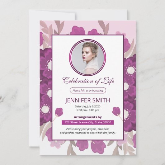 Floral Funeral Prayer Card Sjabloon (Voorkant)