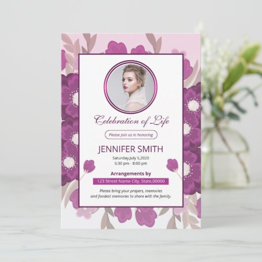 Floral Funeral Prayer Card Sjabloon (Staand voorkant)