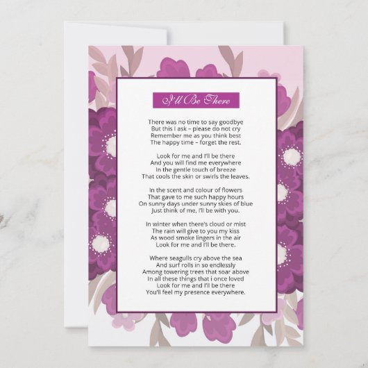 Floral Funeral Prayer Card Sjabloon (Achterkant)