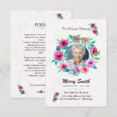 Floral Funeral Prayer Card Template Kaart (Voorkant / Achterkant)