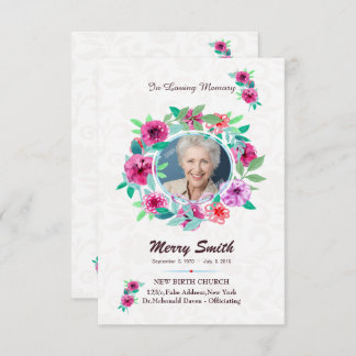 Floral Funeral Prayer Card Template Kaart