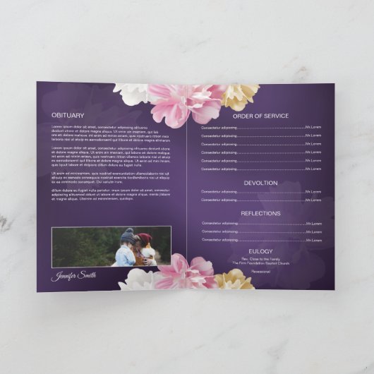 Floral Funeral Program Brochure Sjabloon (Binnen)
