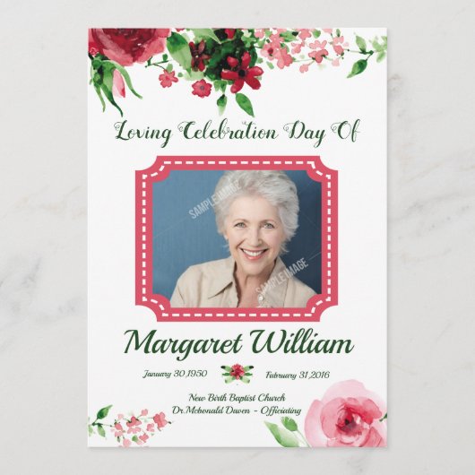 Floral Funeral Program Card Sjabloon (Voorkant)