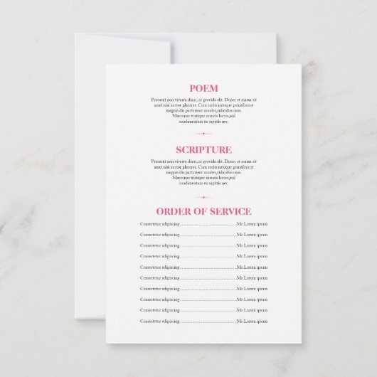 Floral Funeral Program Card Sjabloon Kaart (Achterkant)