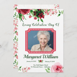 Floral Funeral Program Card Template  Programmakaart
