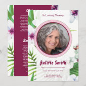 Floral Funeral Program Card Template Programmakaart (Voorkant / Achterkant)