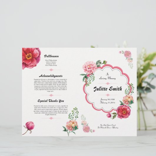 Floral Funeral Program Flyer (Staand voorkant)