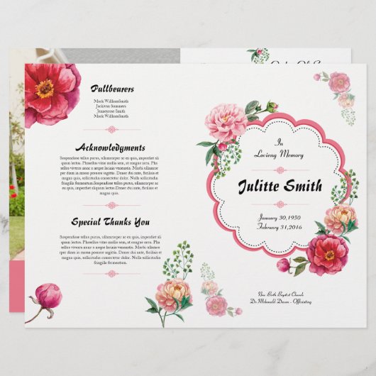 Floral Funeral Program Flyer (Voorkant / Achterkant)