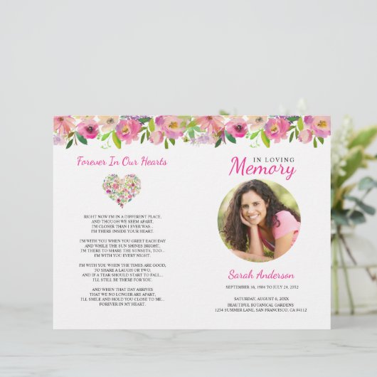 Floral Funeral Program Order of Service Flyer (Staand voorkant)