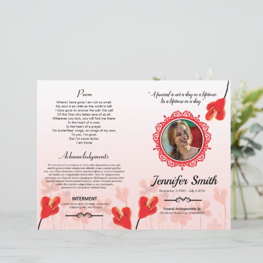 Floral Funeral Programme Sjabloon (Staand voorkant)