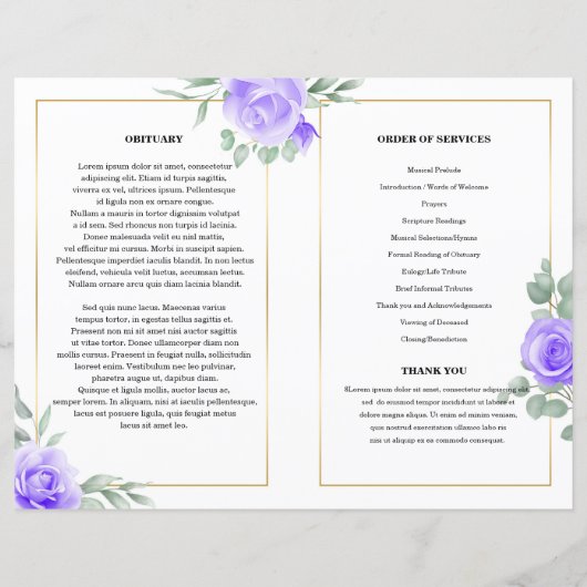 Floral Funeral Programme sjabloon (Achterkant)