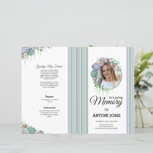 Floral Funeral Programme Sjabloon (Staand voorkant)
