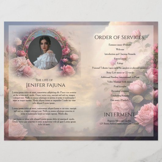 Floral Funeral Programme Sjabloon (Achterkant)