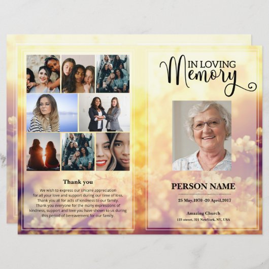 Floral Funeral Programme sjabloon (Voorkant / Achterkant)