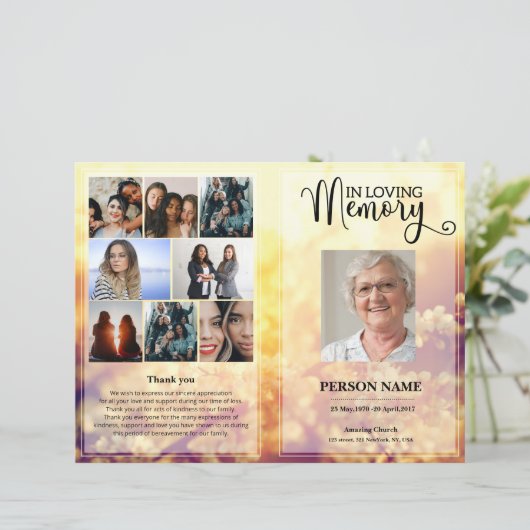 Floral Funeral Programme sjabloon (Staand voorkant)