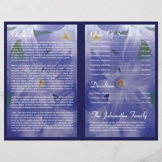 Floral Funeral Programme Sjabloon (Achterkant)