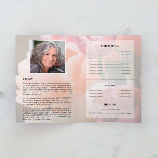 Floral Funeral Programme Sjabloon (Binnen)